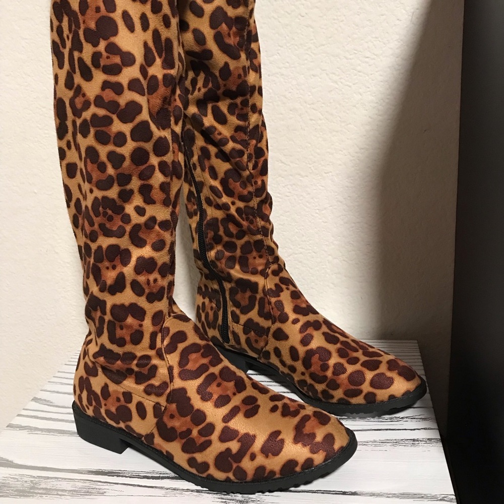 New Leopard Print Over the Knee Boots